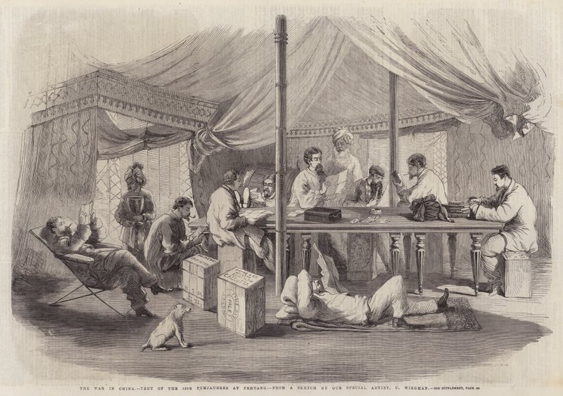 De Oorlog in China, Tent van de 15e Punjaubees in Pehtang door Charles Wirgman