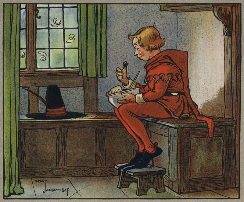 Kleine Jack Horner (kleurenlithografie) door Charles Crombie