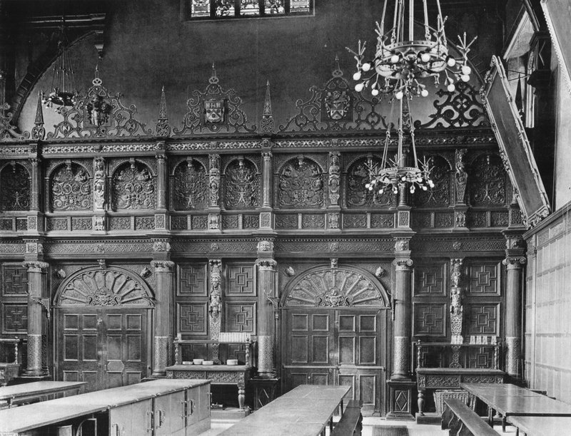 Het Hallscherm in Trinity College, Cambridge door Charles Latham