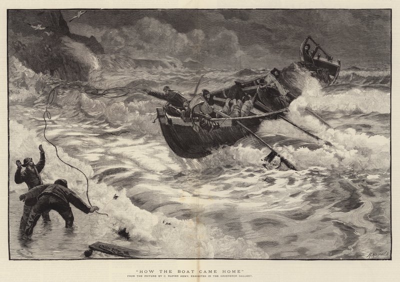 Hoe de boot thuiskwam door Charles Napier Hemy