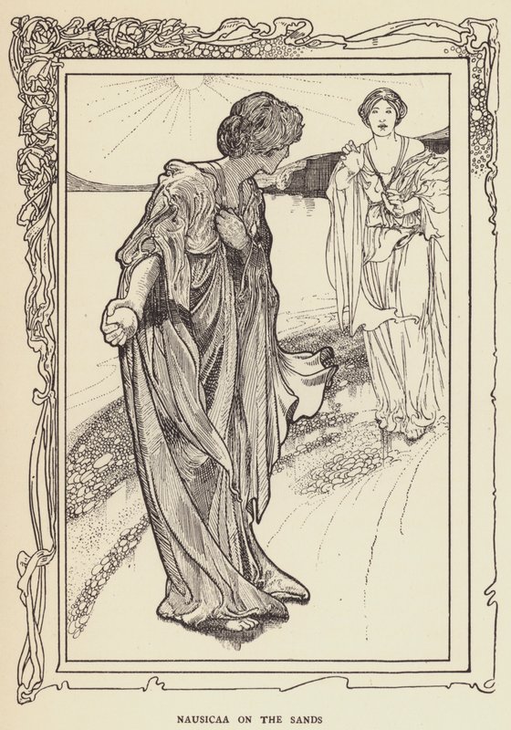 Nausicaa op het zand door Sir John Charles Robinson