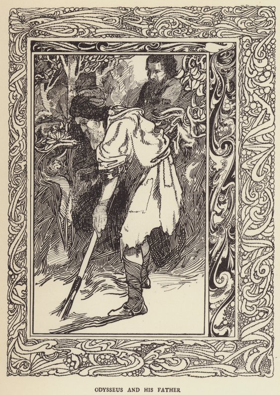 Odysseus en zijn vader door Sir John Charles Robinson