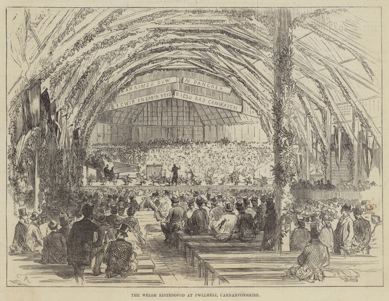 De Welshe Eisteddfod in Pwllheli, Carnarvonshire door Sir John Charles Robinson