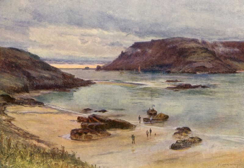 Salcombe Haven (kleur litho) door Charles William Wyllie
