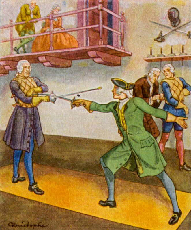 Fechtschule / Schermschool door Christophe (1856 1945)