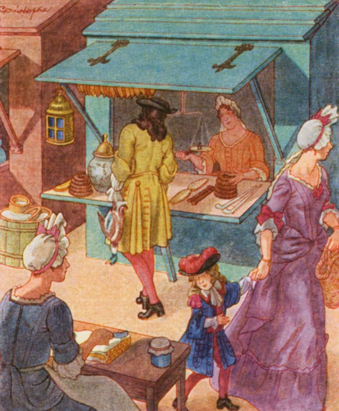 Tabakshandelaar (kleur litho) door Christophe (1856 1945)