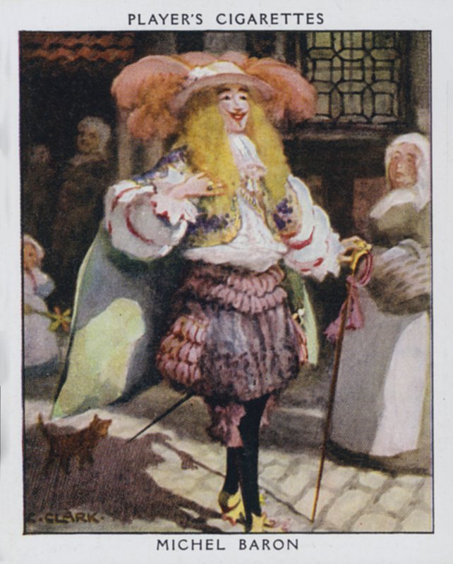 Michel Baron (kleur litho) door Christopher (after) Clark