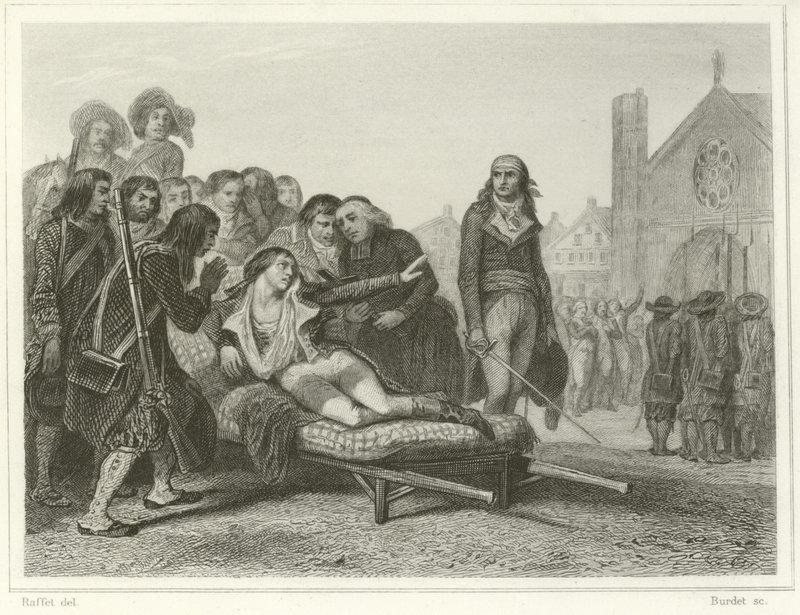 De dood van Bonchamp door Denis Auguste Marie Raffet