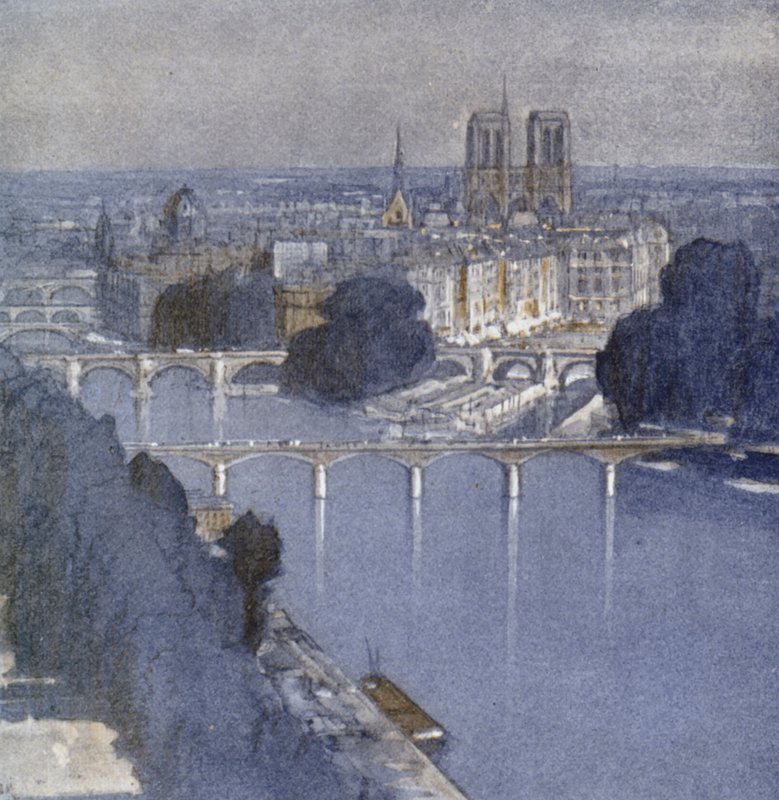 Parijs en de Seine (kleur litho) door Donald (after) Maxwell