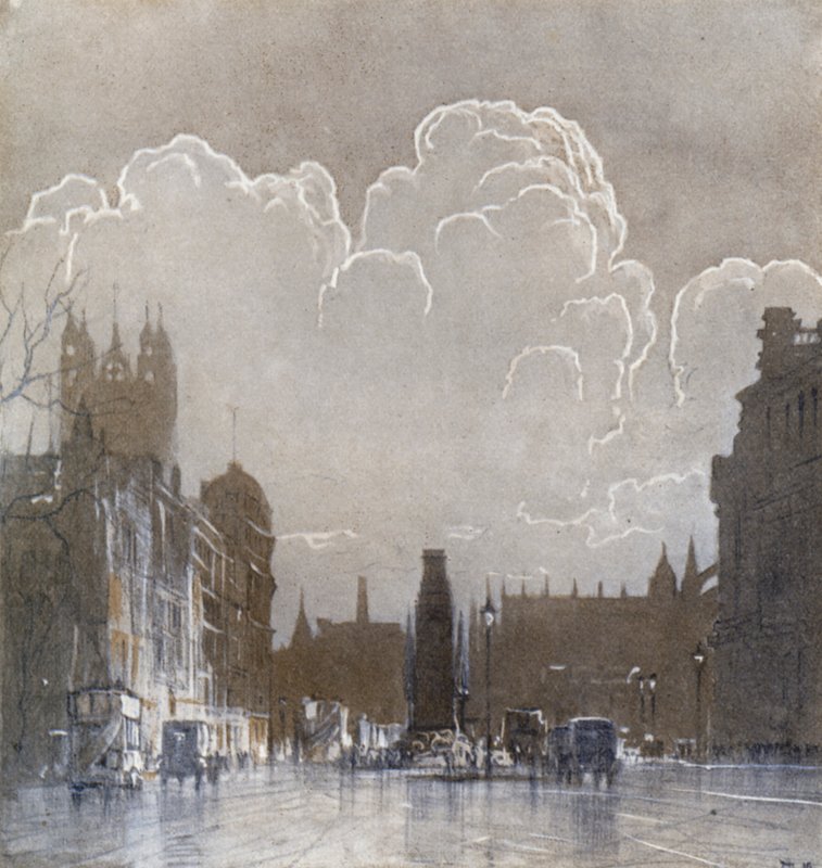 Het Cenotaaf (kleur litho) door Donald (after) Maxwell