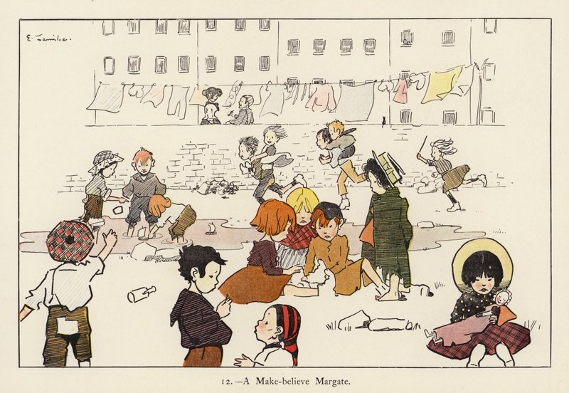 Een Doen-alsof Margate (kleur litho) door Edith Farmiloe