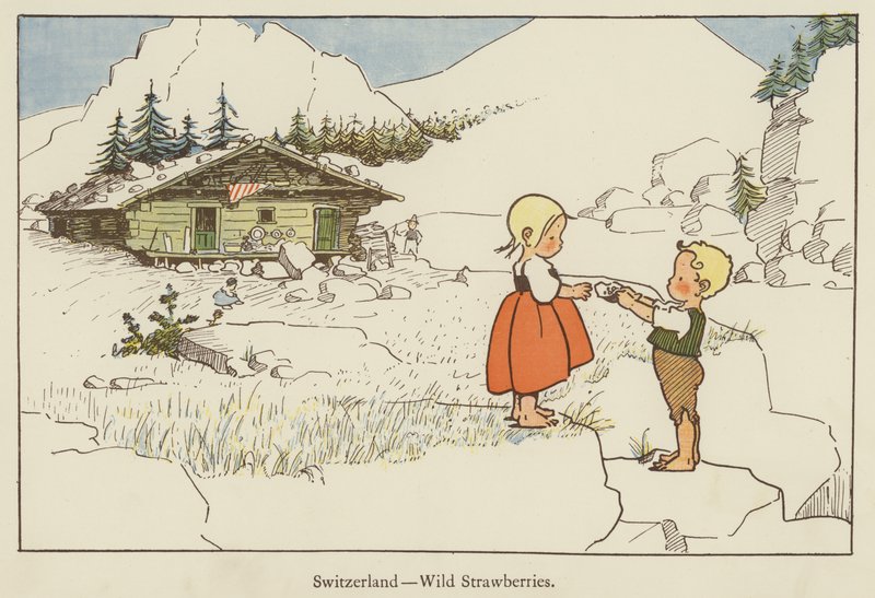 Zwitserland, wilde aardbeien door Edith Farmiloe