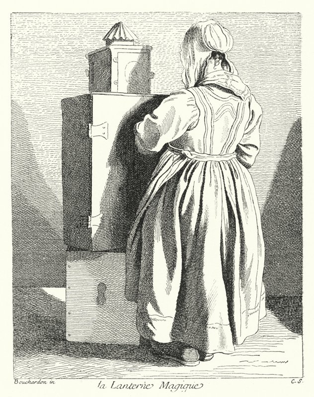 De Toverlantaarn (gravure) door Edmé (after) Bouchardon