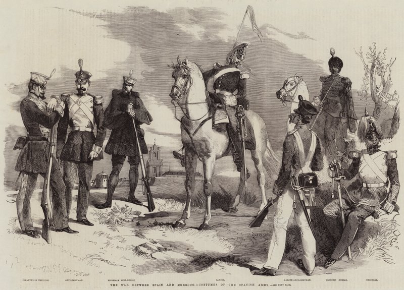 De Oorlog tussen Spanje en Marokko, Kostuums van het Spaanse Leger door Edmond Morin