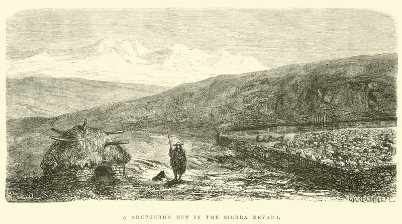 Een herdershut in de Sierra Nevada door Edouard Riou