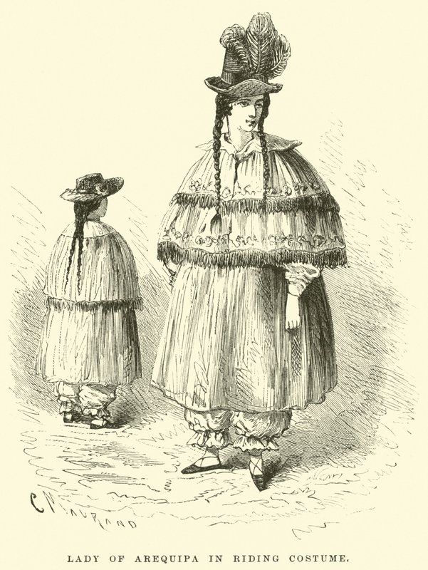 Dame van Arequipa in rijcostuum door Edouard Riou
