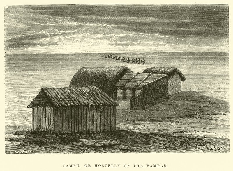 Tampu, of herberg van de Pampas door Edouard Riou