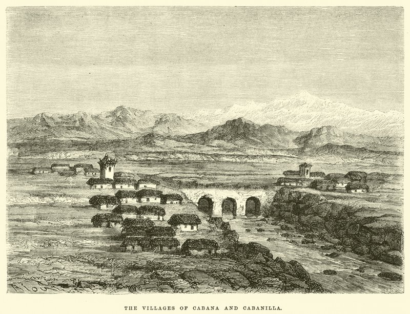 De dorpen Cabana en Cabanilla door Edouard Riou