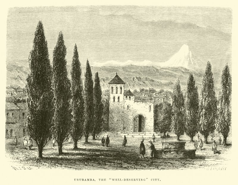 Urubamba, de welverdiende stad door Edouard Riou