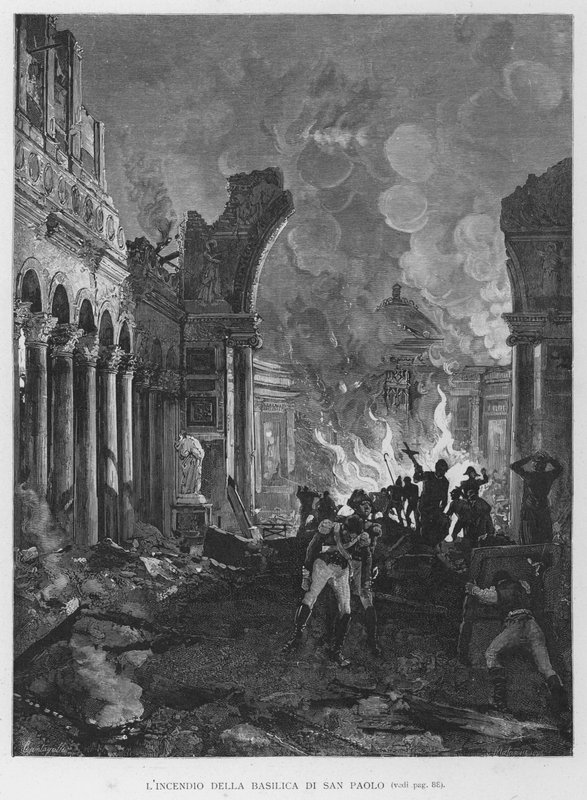 De Brand van de Basiliek van Sint-Paulus door Edouardo Matania