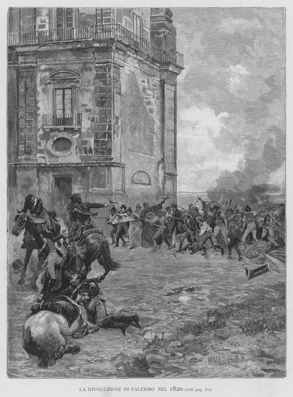 De revolutie van Palermo in 1820 door Edouardo Matania
