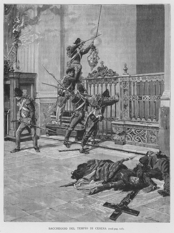 Plundering van de Tempel van Cesena door Edouardo Matania