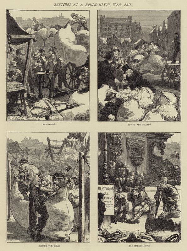 Schetsen op een Northampton Wol Fair door Edward John Gregory