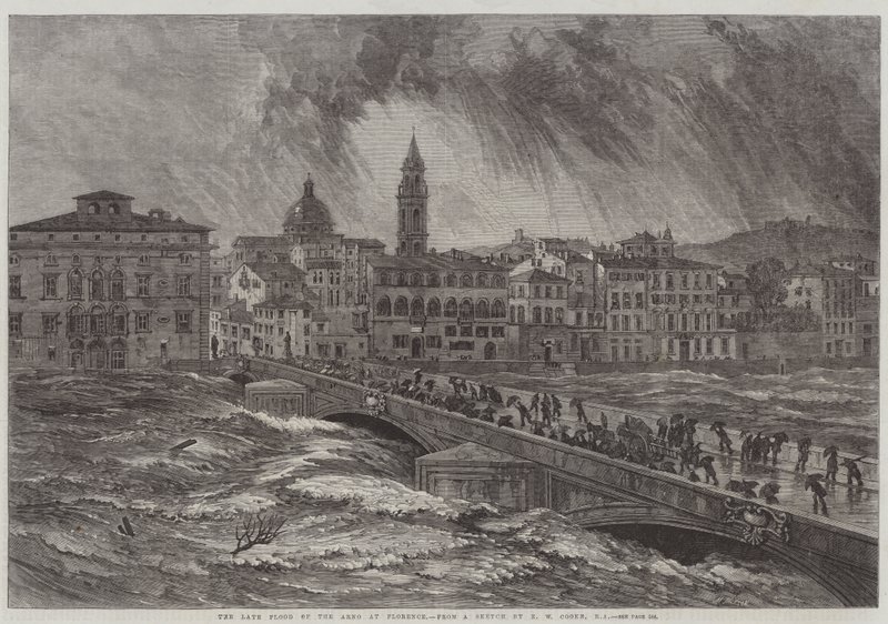 De recente overstroming van de Arno in Florence door Edward William Cooke