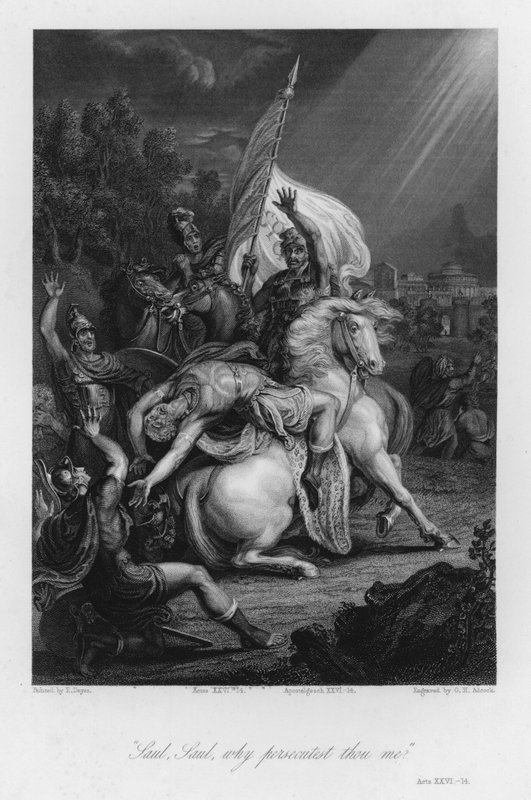 De bekering van Saul, Handelingen XXVI door Edward (after) Dayes
