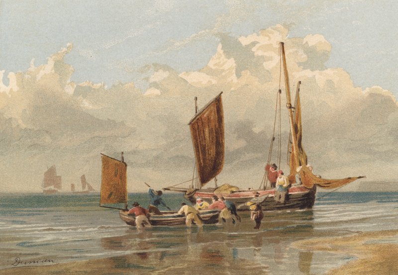 Een Dode Kalmte, Brighton Vissersboten gaan weg door Edward Duncan