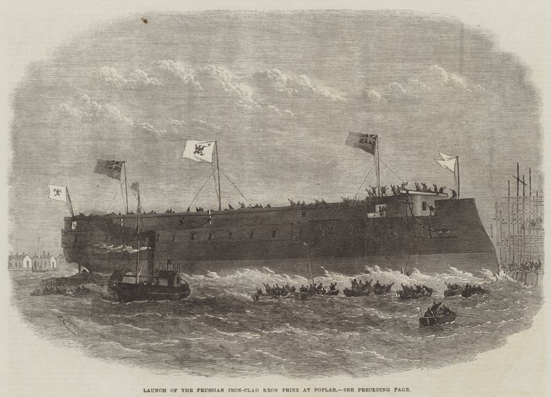 Lancering van de Pruisische IJzerenclad Kron Prinz in Poplar door Edwin Weedon