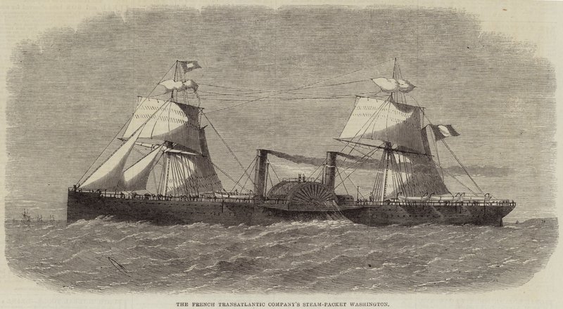 Het stoomschip Washington van de Franse Trans-Atlantische Compagnie door Edwin Weedon