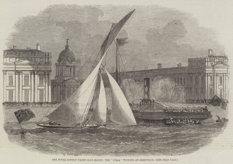De Royal London Yacht Club Wedstrijd, de Julia wint bij Greenwich door Edwin Weedon