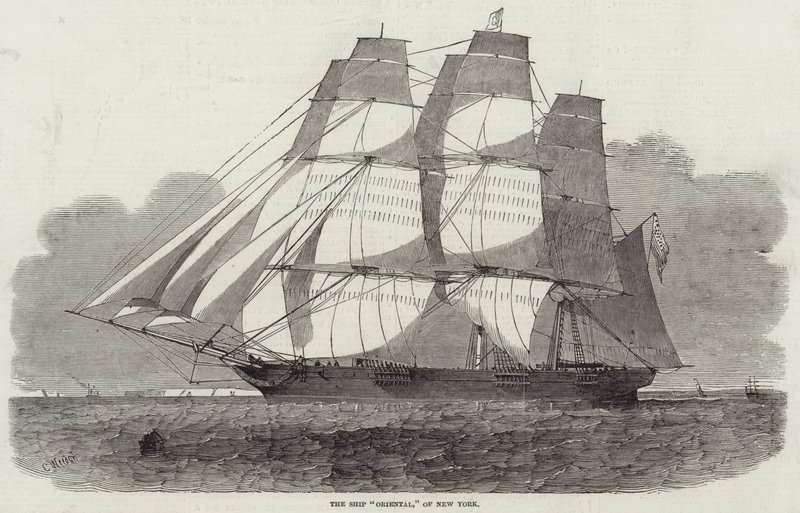 Het schip Oriental, van New York door Edwin Weedon