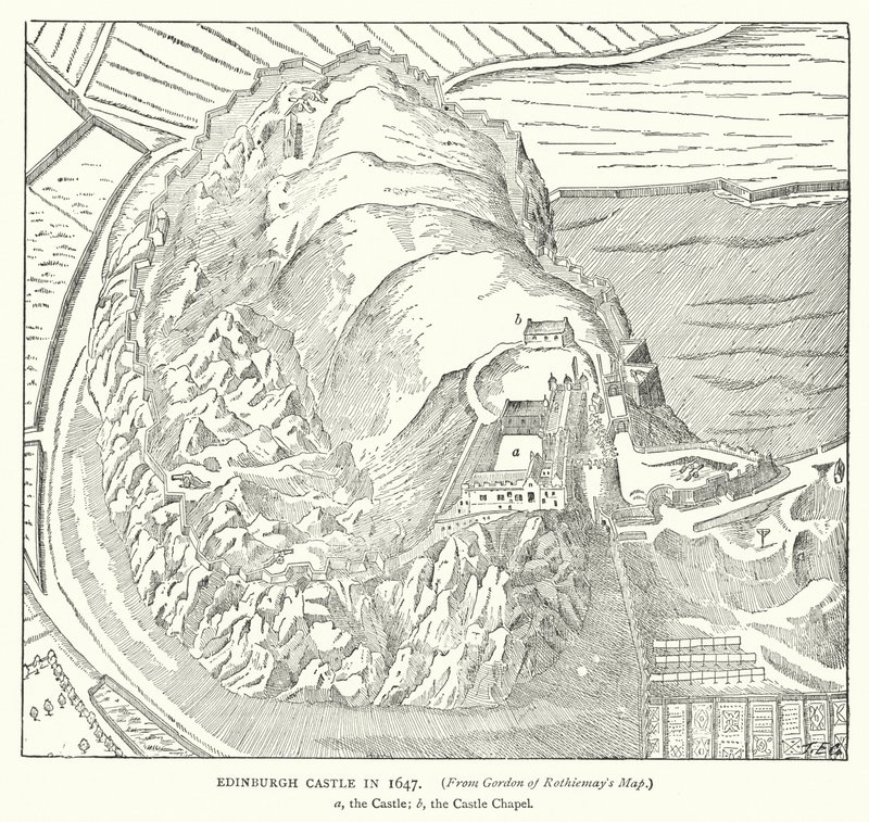 Kasteel van Edinburgh in 1647 door English School