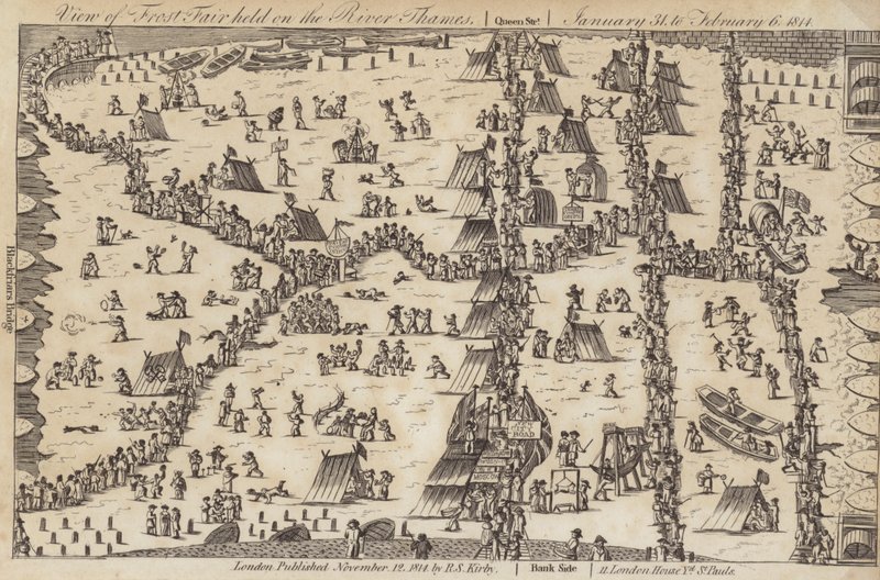 Frost fair op de Theems, 1814 door English School