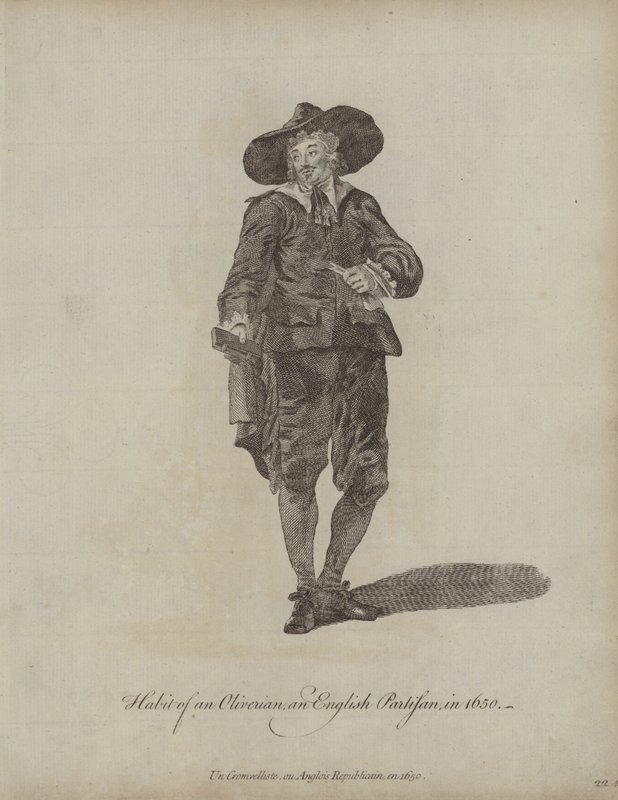 Kleding van een Oliveriaan en Engelse partizaan in 1650 door English School