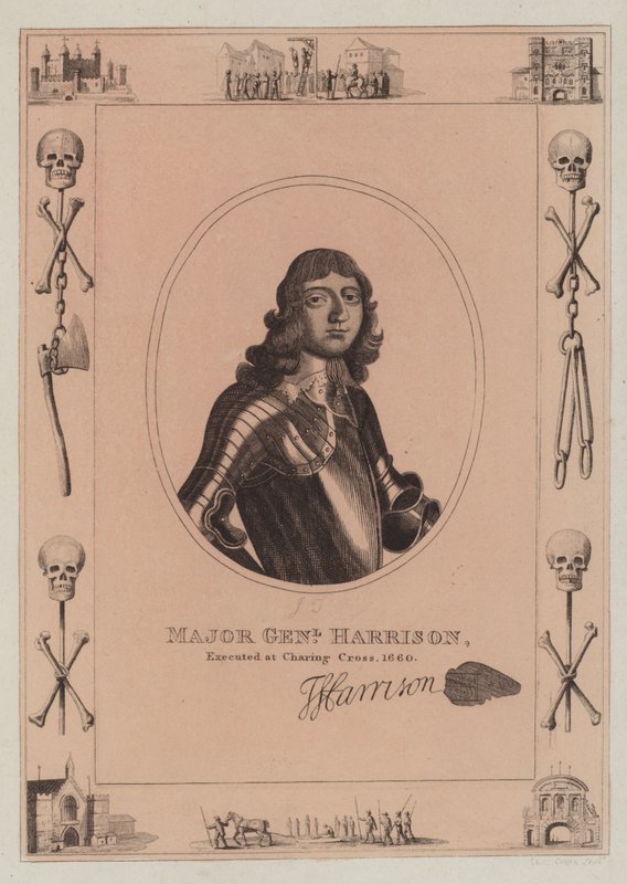 Generaal-majoor Harrison, geëxecuteerd op Charing Cross, 1660 door English School