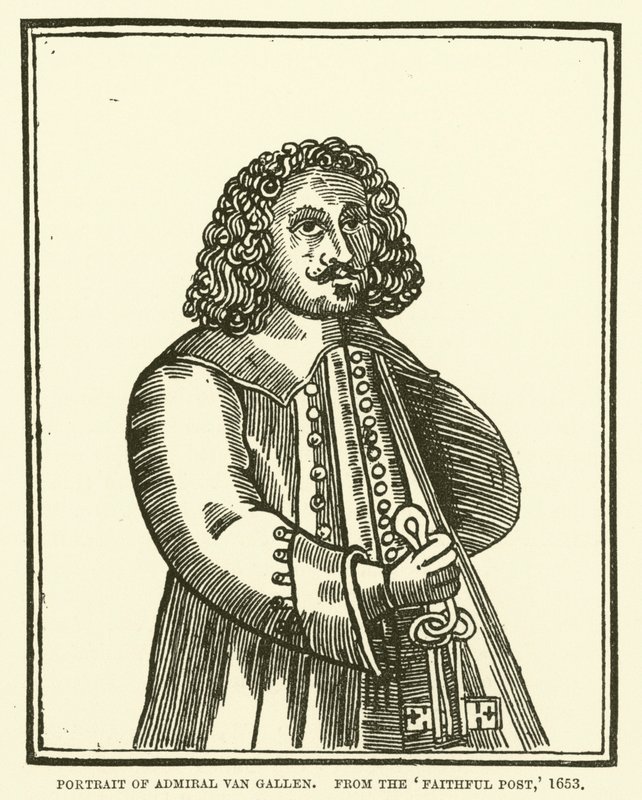 Portret van admiraal Van Gallen, uit de Faithful Post, 1653 door English School
