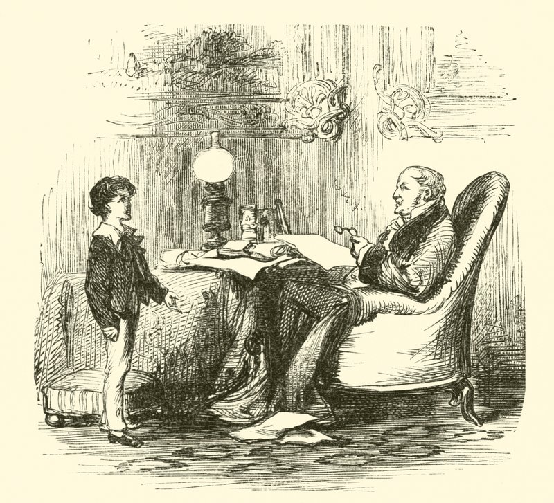 Robert Peel, bij oratorische oefening met zijn vader door English School