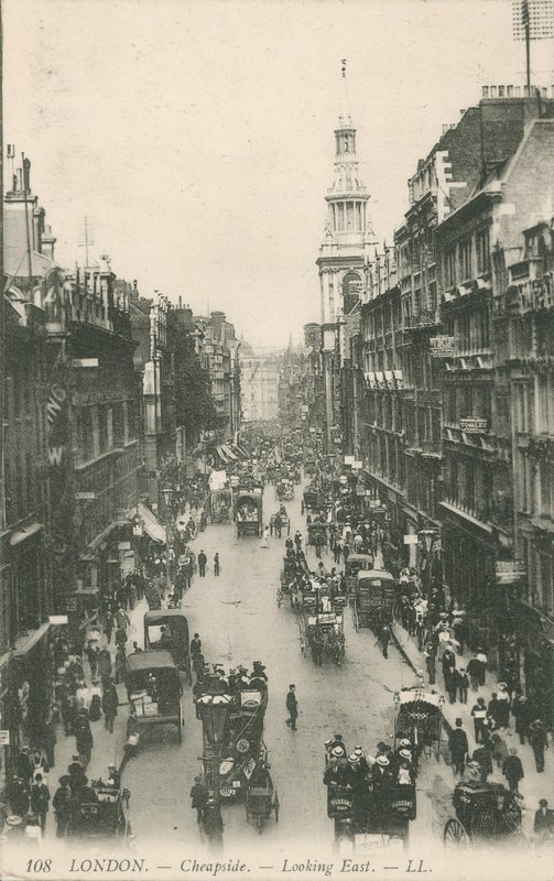 Cheapside kijkend naar het oosten, Londen door English Photographer
