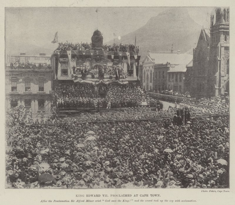 Koning Edward VII uitgeroepen in Kaapstad door English Photographer