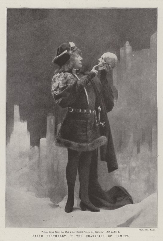 Sarah Bernhardt in de rol van Hamlet door English Photographer
