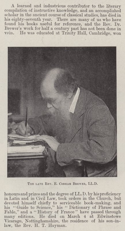 De overleden dominee E Cobham Brewer, LLD door English Photographer