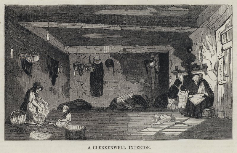Een Interieur in Clerkenwell (gravure) door English School