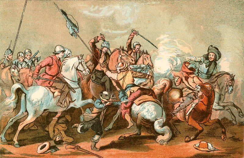 Een cavaleriegevecht door English School