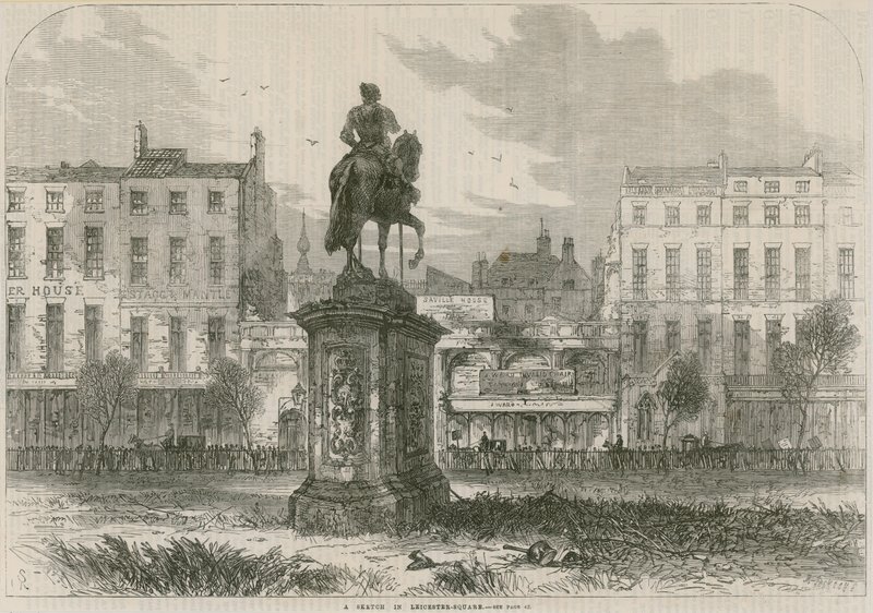 Een schets in Leicester Square, Londen door English School