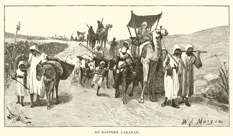 Een Oosterse Karavaan (gravure) door English School