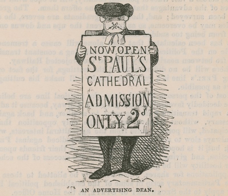 Een advertentie-deken; cartoon door English School