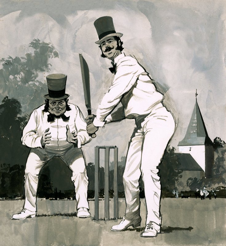 Een vroege Victoriaanse cricketspeler door English School